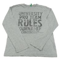 Sivé melírované tričko s nápismi Benetton