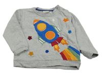 Sivá melírovaná mikina s raketou Jojo Maman Bébé