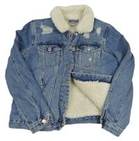 Modrá riflová zateplená bunda s prošoupáním New Look