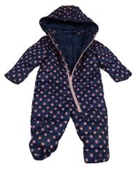 Tmavomodrá bodkovaná á šušťáková zimná kombinéza s kapucňou Lupilu