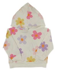 Biela mikina s kvietkami a kapucňou Shein
