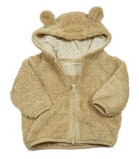 Béžová chlupatá propínací mikina s kapucí Next