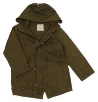 Hnědokhaki šusťáková parka s kapucí ZARA