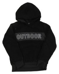 Černá huňatá mikina s nápisem a kapucí Active Touch