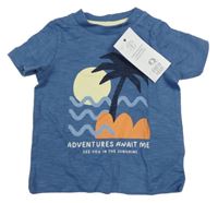 Nové - Tmavomodré žíhané tričko s obrázkem F&F