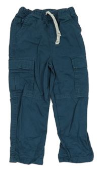 Petrolejové plátenné nohavice s vreckami Tu