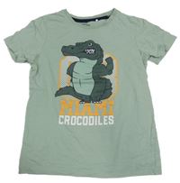 Světlekhaki tričko s krokodílom Topolino