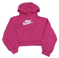 Fuchsiová crop mikina s kapucí Nike