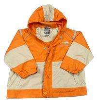 Oranžovo-béžová šušťáková jesenná bunda s kapucňou