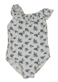 Biele kvietkovane jednodielne plavky s volánikom zn. Primark
