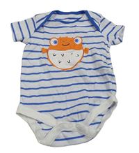 Bílo-modré pruhované body s rybou F&F