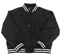 Černá šusťáková podzimní bunda s proužky New Look