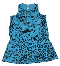 Modro-čierna vzorovaná šatová tunika s leopardom C&A