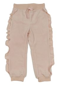 Svetloružové zamatové nohavice s volánikmi So Cute