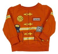 Tehlově červená mikina s potiskem hasiče C&A