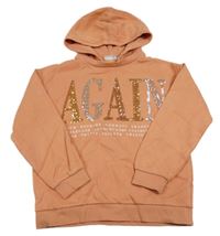 Oranžová mikina s nápisem z flitrů a kapucňou Name it