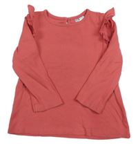 Červené žebrované triko s volánky So Cute 