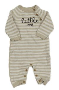 Béžovo-bílý pruhovaný pletený overal s nápisem Nutmeg