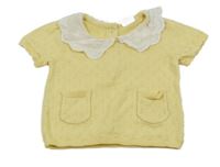 Žlté svetrové vzorované tričko s golierikom Next