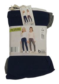 Nové - 2x - Sivé + tmavomodré legíny Pocopiano