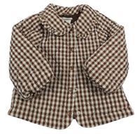 Hnedo-biela kockovaná šušťáková zateplená bunda Max Studio