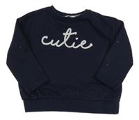 Tmavomodrá oversize mikina s nápisom E-vie