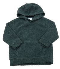 Tmavozelenošedá huňatá mikina s kapucňou Topomini