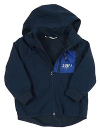 Petrolejová softshellová bunda s nápisem a kapucí H&M