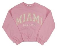 Svetloružová crop mikina s nápisom M&S