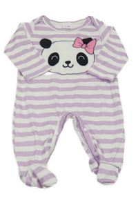 Lila-biely pruhovaný overal s pandou