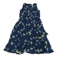 Tmavomodré šifonové šaty s motýly C&A