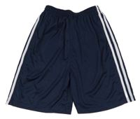 Tmavomodré športové kraťasy s pruhmi