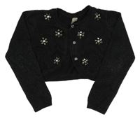 Čierne trblietavé svetrové bolerko s kamienkami TU