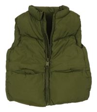 Khaki šušťáková prešívaná zateplená vesta Dunnes