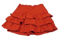 Červená bavlnená sukňa so všitými kraťasy a volánikmi New Look