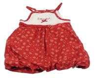 Červeno-biele bodkované bavlnené šaty