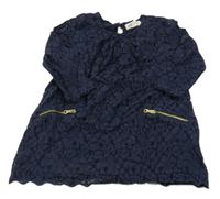 Tmavomodré čipkové šaty H&M