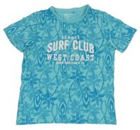 Světlemodro-azurové tričko s potiskem 