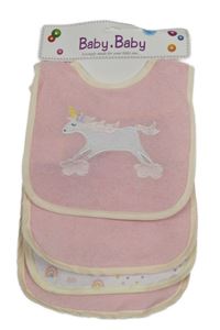 Nové - 4x - 3x světlerůžový + 1x bílý froté bryndák