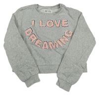 Sivá melírovaná crop mikina s nápisom H&M