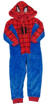 Safírovo-červená chlupatá kombinéza s kapucí - Spider-man
