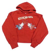 Červená crop oversize mikina so Stitchem a kapucňou Primark