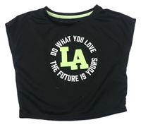 Čierne športové crop tričko s písmenky a nápismi H&M
