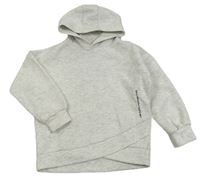 Svetlošedá -biela melírovaná oversize mikina s nápisom a kapucňou F&F
