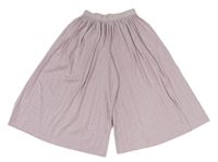 Svetloružová -strieborné plisované široké culottes nohavice Tu