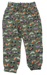 Khaki PULL ON ľahké nohavice s motýlikmi a můrami zn. H&M