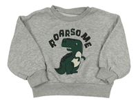 Sivá melírovaná oversize mikina s dinosaurom Matalan