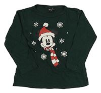 Smaragdové triko s Mickey s vánočním motivem Disney