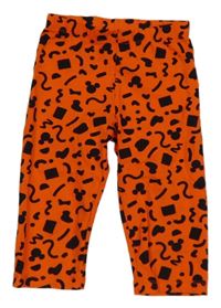 Tmavooranžovo-čierne vzorované capri legíny s Mickey zn. Disney