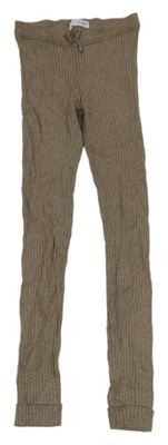 Kávové melírované rebrované pletené legíny s mašlou ZARA